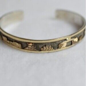 Vintage 12K GF/Sterling Silver Lloyd Becenti Jr BCT Story Teller 7" Bracelet